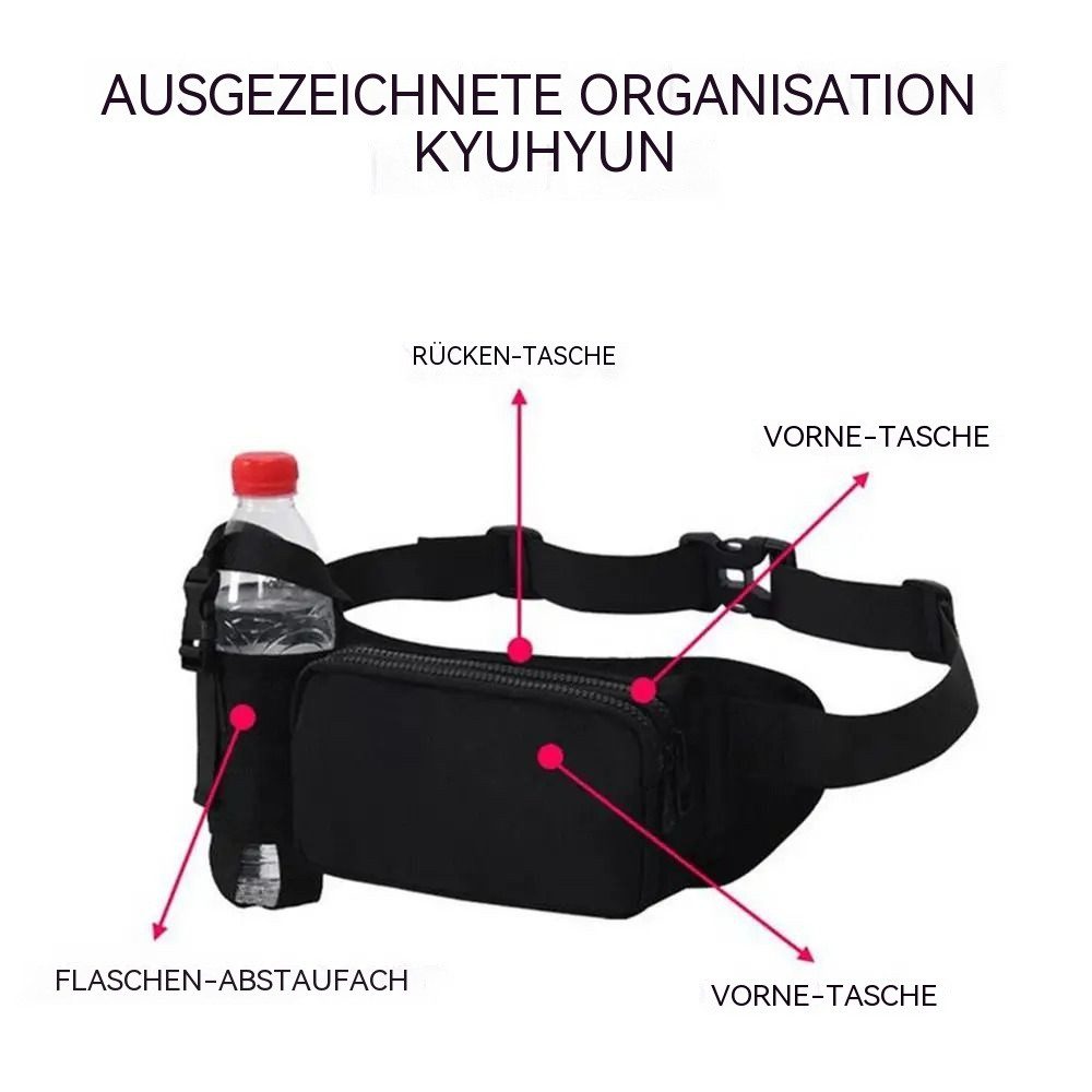 Blusmart Bauchtasche Wasserdichte Gürteltasche (Sportliche Hüfttasche,Mit Flaschenhalter, Verstellbare Gürteltasche mit mehreren Fächern), Für Outdoor-Aktivitäten wie Laufen, Wandern, Camping, Reisen