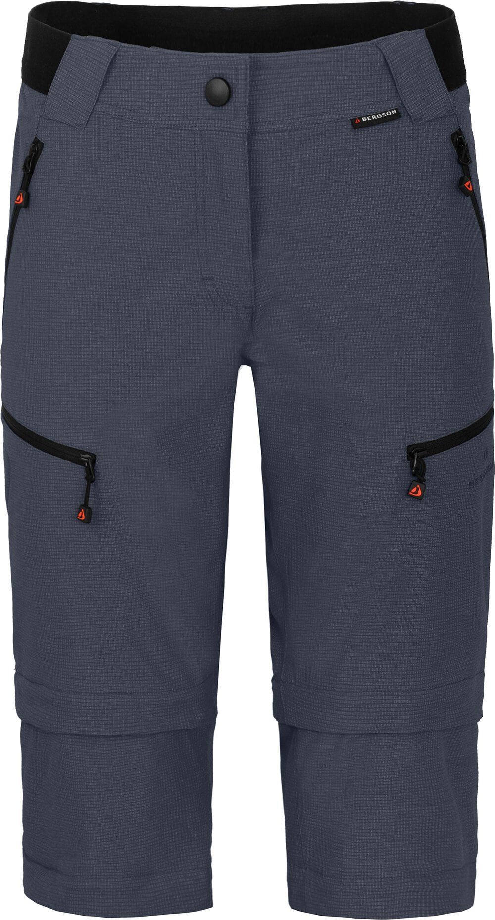 Zip-off-Hose elastisch, mit Doppel robust Zipp-Off Damen Wanderhose, grau/blau Normalgrößen, T-ZIPP Bergson PORI