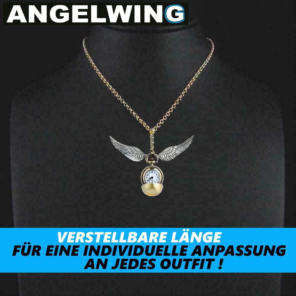 MAVURA Amulett Kette mit mit Medaillon ANGELWING Gold Anhänger, Kette Engels Anhänger Flügel Flügel Uhr Engelsflügel