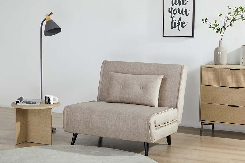 riess-ambiente Relaxsessel SMART MULTIFUNCTION 100cm champagner - Samt, Bettfunktion, mit Kissen (Einzelartikel, 1-St), ausziehbare Schlafgelegenheit - ideal für Wohn- oder Gästezimmer