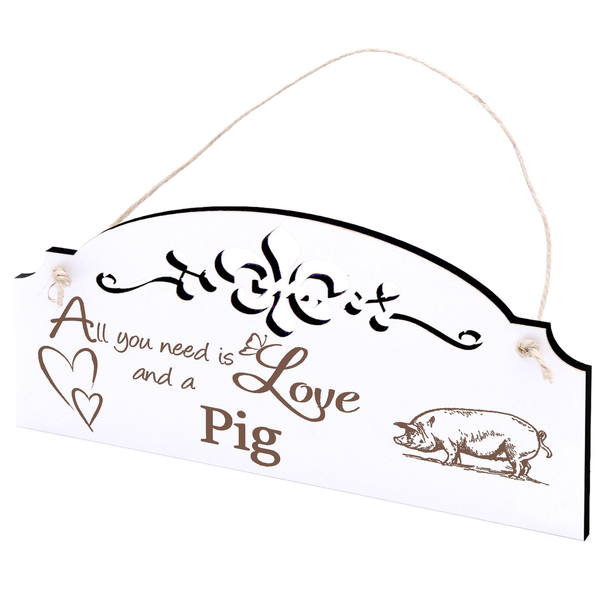 Dekolando Hängedekoration Schwein Deko 20x10cm All you need is Love