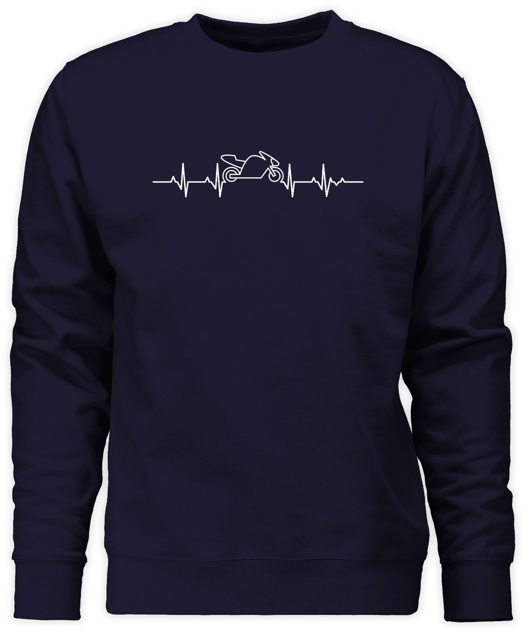 1 Motorrad Motorbike Biker Sweatshirt - Motorrad Herzschlag (1-tlg) Dunkelblau Shirtracer