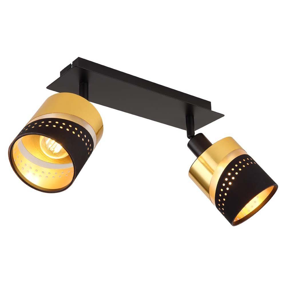 Deckenlampe Metall Globo Deckenleuchte Schwarz-matt Flammig 2 Gold Deckenleuchte,