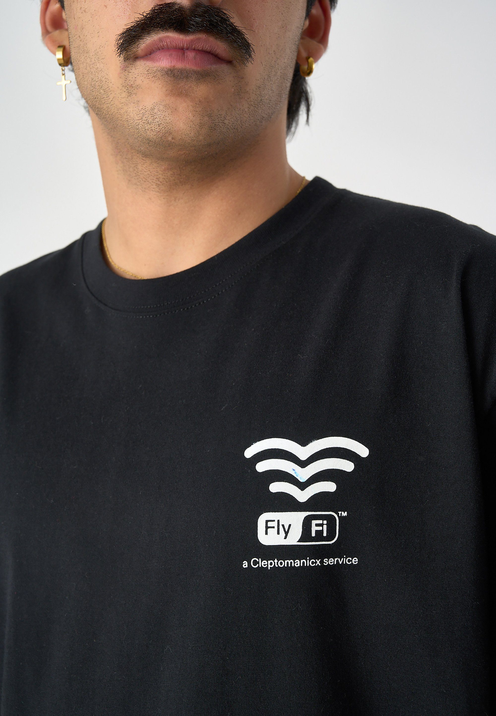 Cleptomanicx T-Shirt Fly-Fi coolem mit Frontprint