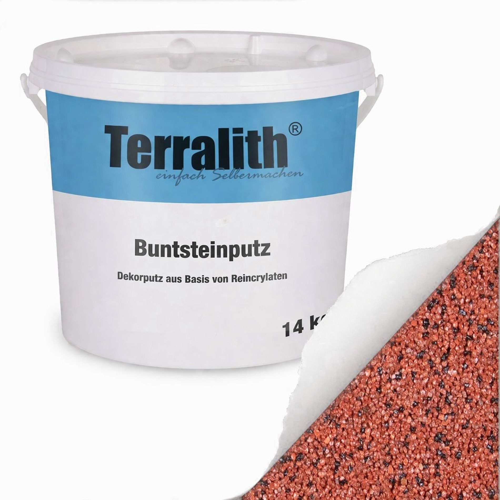 Terralith® Kunstharzputz Buntsteinputz Mosaikputz 1mm -14 kg- BSP1006 (Eimer, Verarbeitungsfertig) Dekorationsputz aus Marmor-Granulat bzw. eingefärbter Körnung