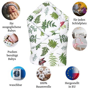 Babymajawelt Pucksack Puckdecke FARNE, Einschlagdecke Babydecke Schlafsackersatz (1 tlg), Geeignet als Matte, Wickelauflage Decke zum Einschlafen, Kuscheln