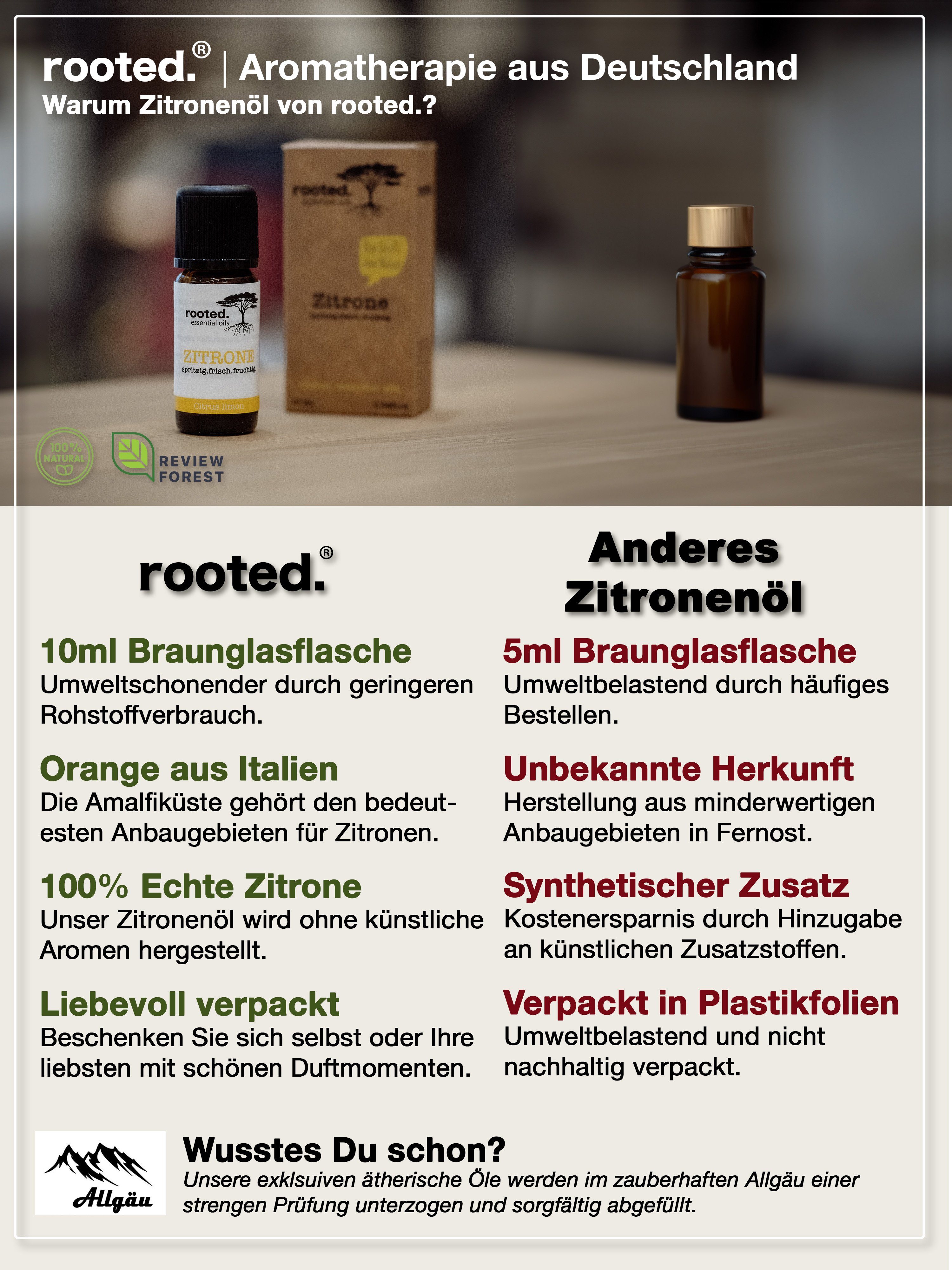 10ml ätherisches Citrus limon rooted.®, rooted. Körperöl Zitronenöl,