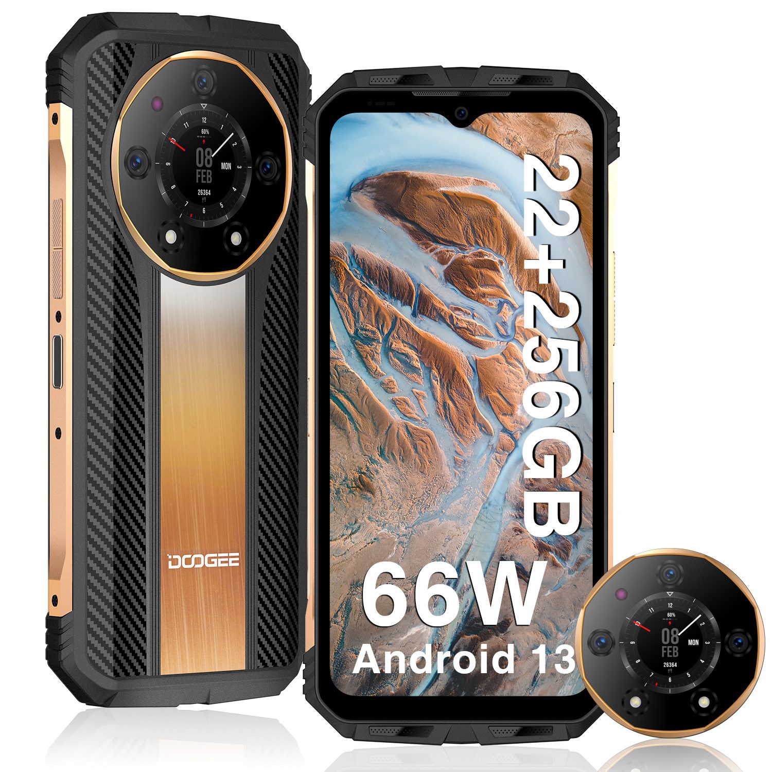 DOOGEE S110 Smartphone (6,58 cm/6.9 Zoll, 12 GB Speicherplatz, 50 MP Kamera, 22GB+256GB Helio G99 6.58” FHD+ 120Hz IPS, 10800mAh 66W Schnellladung)