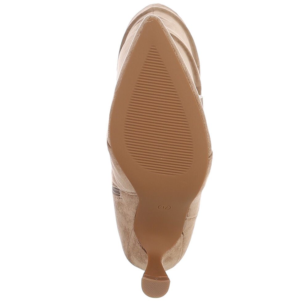 Ital-Design Elegante Overkneestiefel mit Blockabsatz für Damen Overkneestiefel (90514988) Pfennig-/Stilettoabsatz Stiefel in Hellbraun