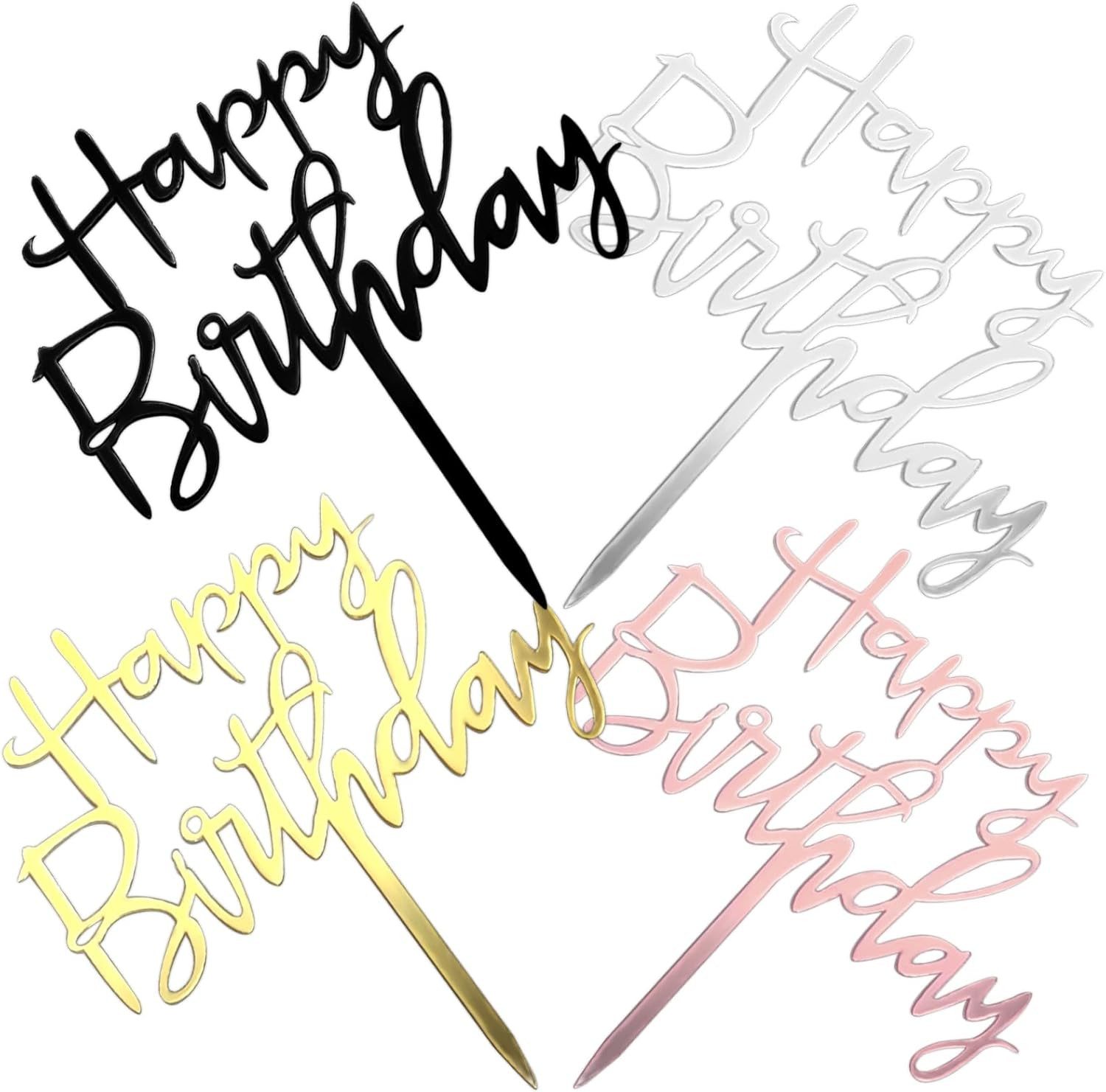 FELIXLEO Kochbesteck-Set Happy Birthday Tortendeko Acryl Cake Topper Bunt Geburtstag (8-tlg)