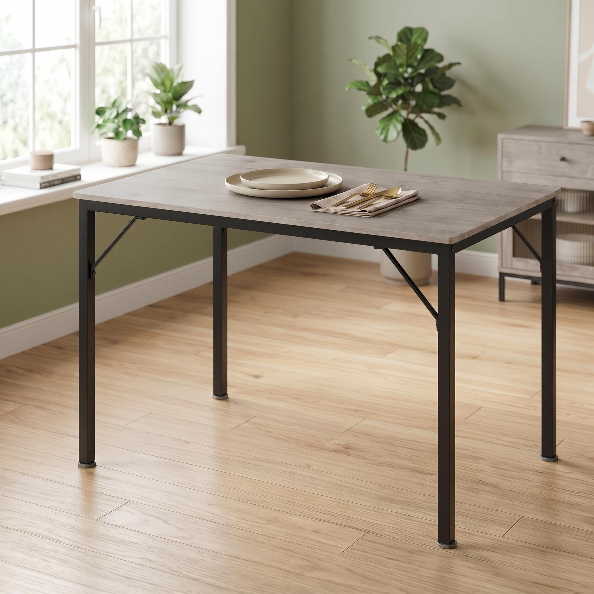 GarveeMore Esstisch 110x70x77 cm Moderner Küchentisch Bistrotisch für 4-6 Personen (1-St), Stabiles Holz-Metall-Schreibtisch mit verstärkter Stützkonstruktion
