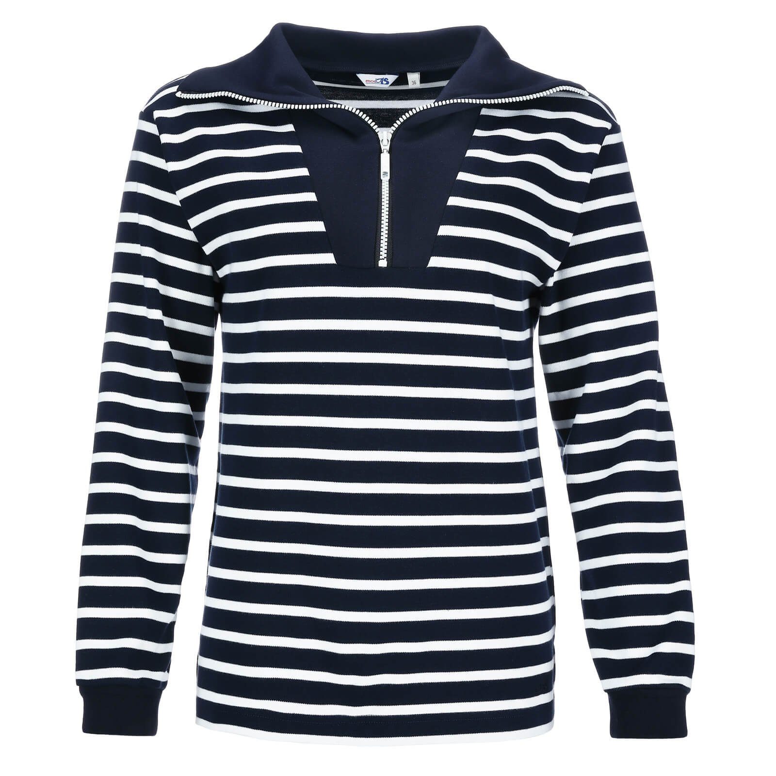 modAS Langarmshirt 22006 Damen Troyer-Shirt Maritim mit Streifen - Streifen günstig online kaufen