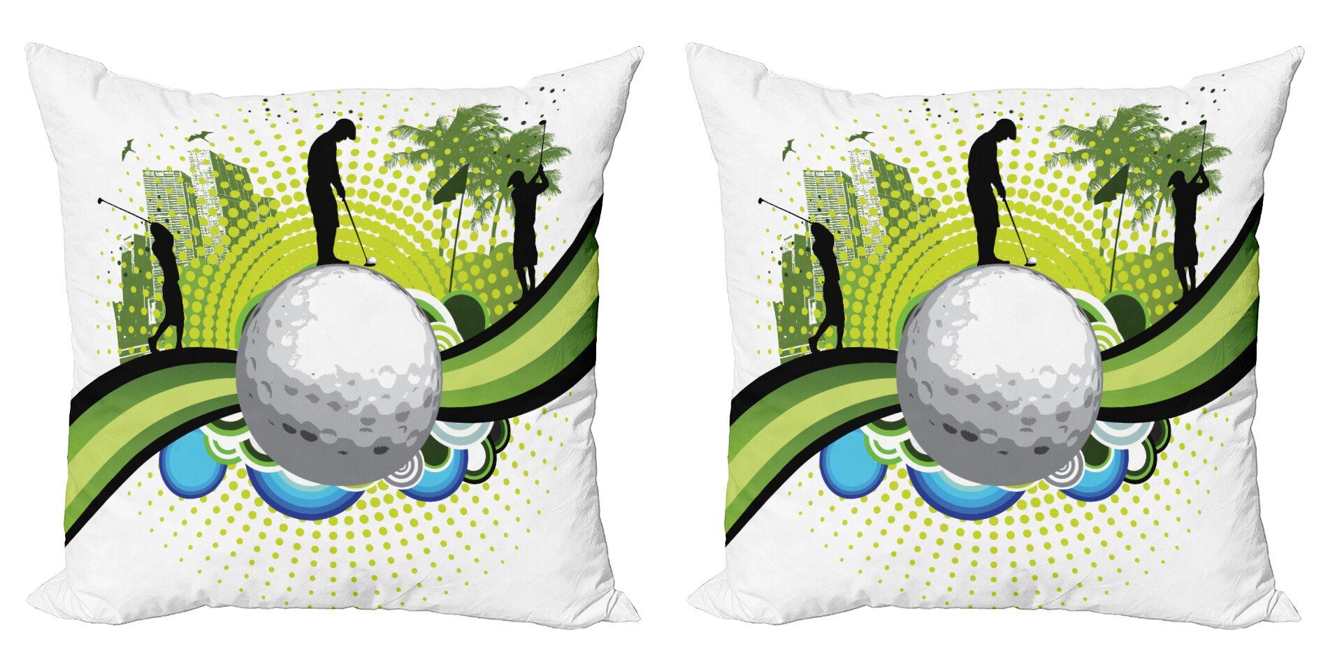 Graphic (2 Kissenbezüge Accent Modern Stück), Doppelseitiger Sport Abakuhaus Digital Hobby Golf Digitaldruck,