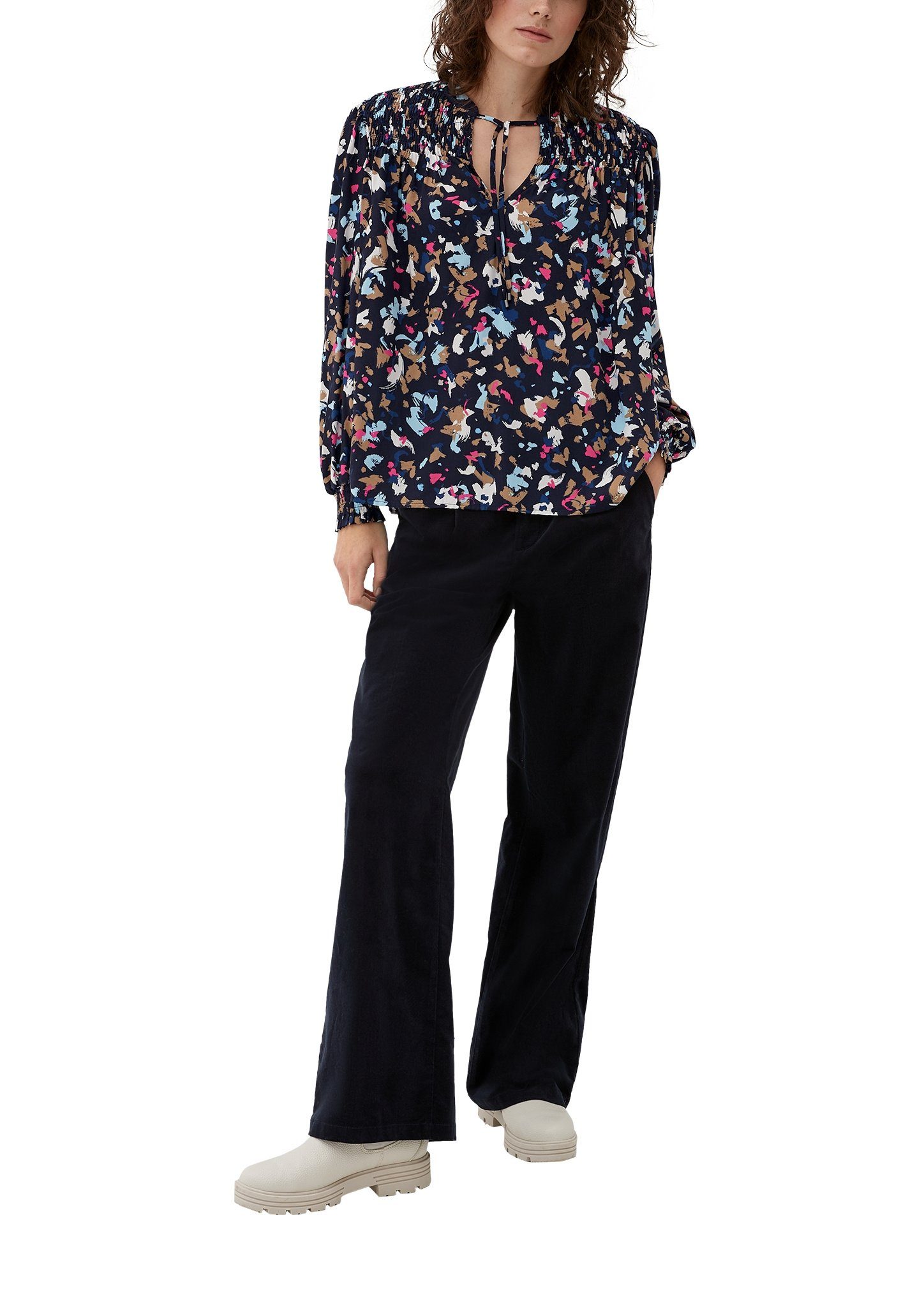s.Oliver Klassische Bluse Bluse mit Smokdetail