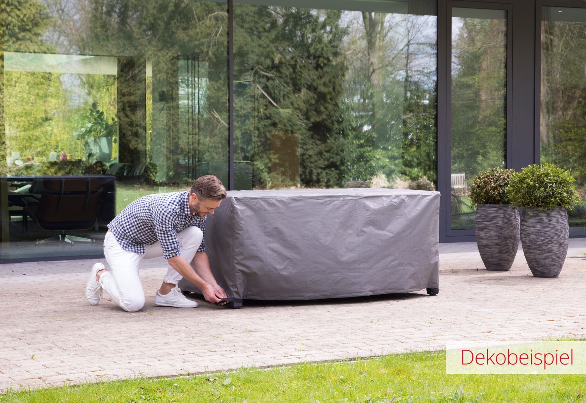 LC Garden Gartenmöbel-Schutzhülle Schutzhülle für 2-Sitzer Sofas grau 150x95x65/110cm – Bild 2 von 3