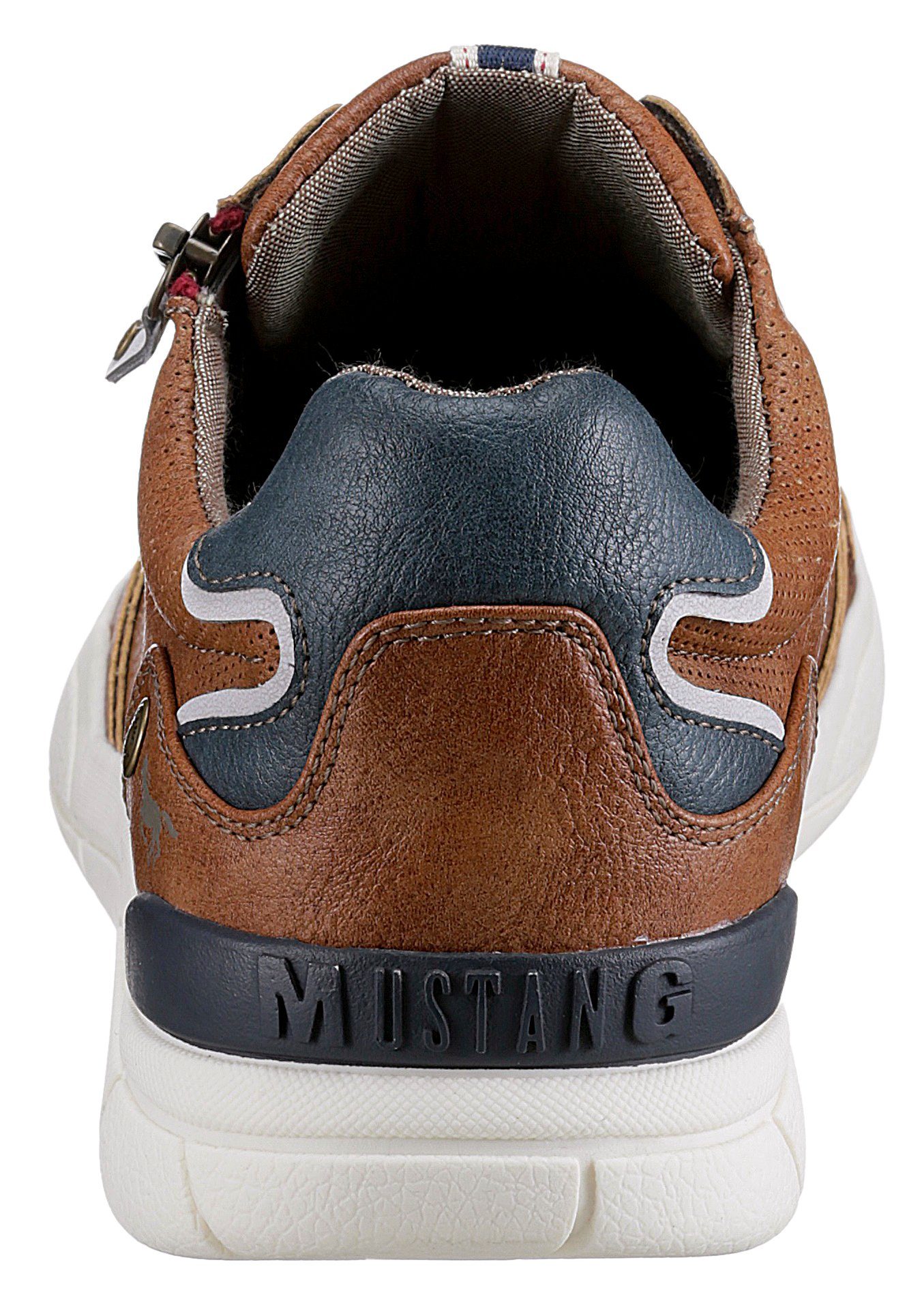 Mustang mit cognac Sneaker Shoes seitlichem Reißverschluss