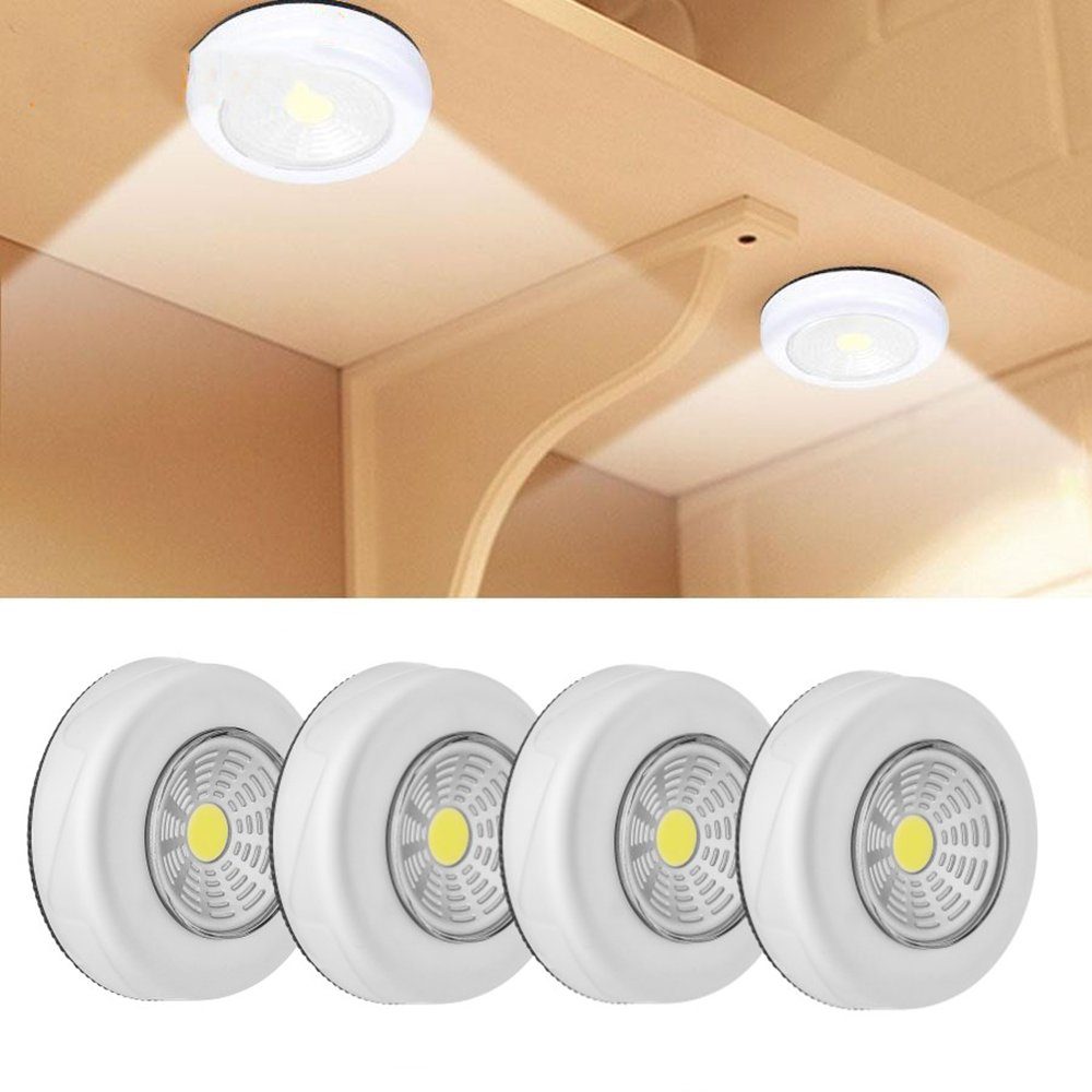 LETGOSPT LED Unterbauleuchte Küche Touch Lampe tageslichtweiß, Batterien, LED fest integriert, Tageslichtweiß, kabellose LED-Nachtlichter, tragbare Nachttischlampe zum Stillen 4 Stück LED Nachtlicht