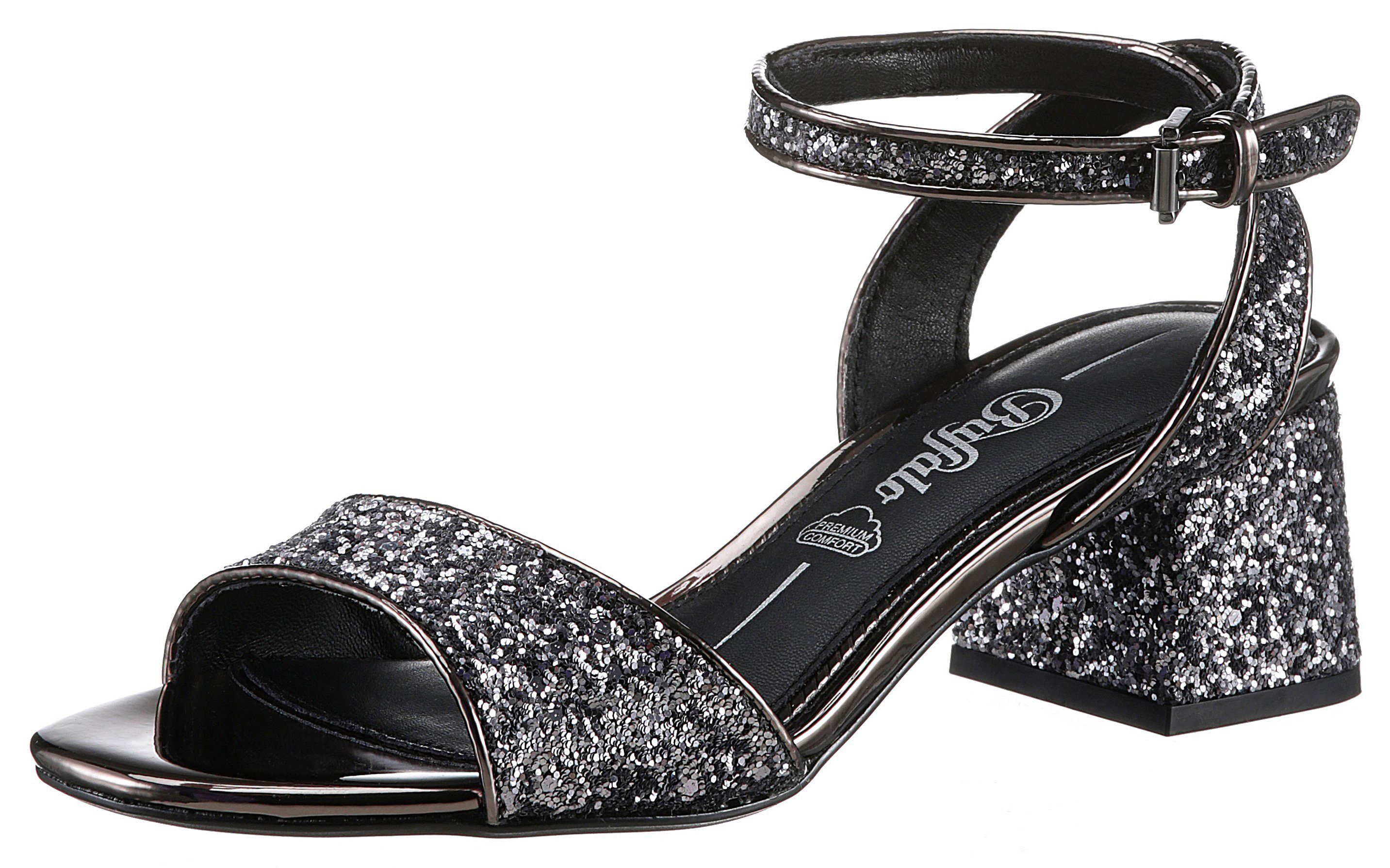 Buffalo RAINFELLE Sandalette mit gepolsterter Memory Foam Innensohle grau silberfarben metallic | Sandaletten