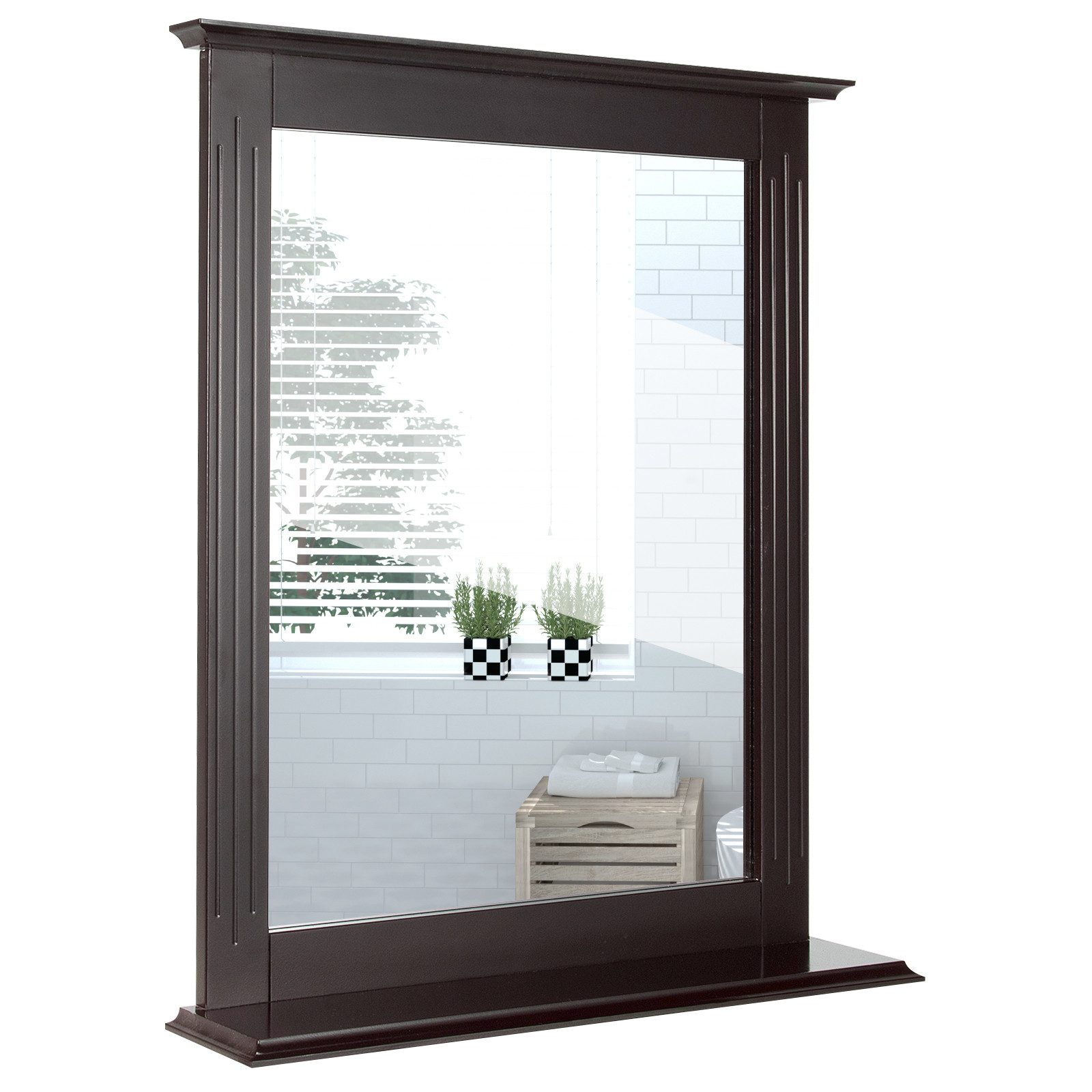 COSTWAY Schminkspiegel Hängespiegel, mit Ablage, 57 x 12 x 68,5 cm günstig online kaufen