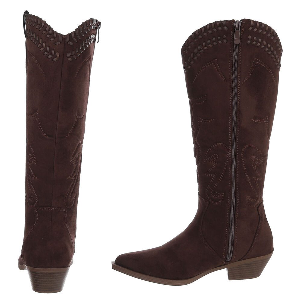 Ital-Design Damen Westernstiefel mit Blockabsatz und Ziernähten Westernstiefel (92299574) Blockabsatz Stiefel in Braun – Bild 5 von 5