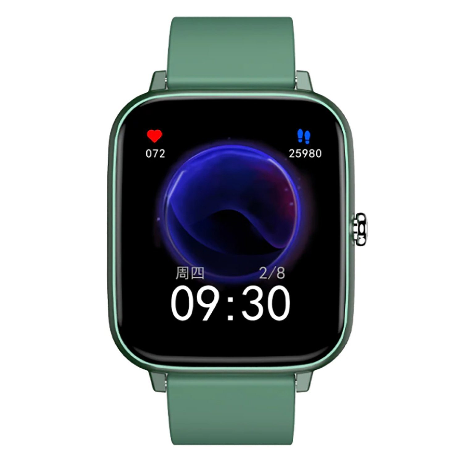 TPFNet SW05 mit Silikon Armband - individuelles Display Smartwatch (Android), Armbanduhr mit Musiksteuerung, Herzfrequenz, Schrittzähler, Kalorien, Social Media etc., Grün