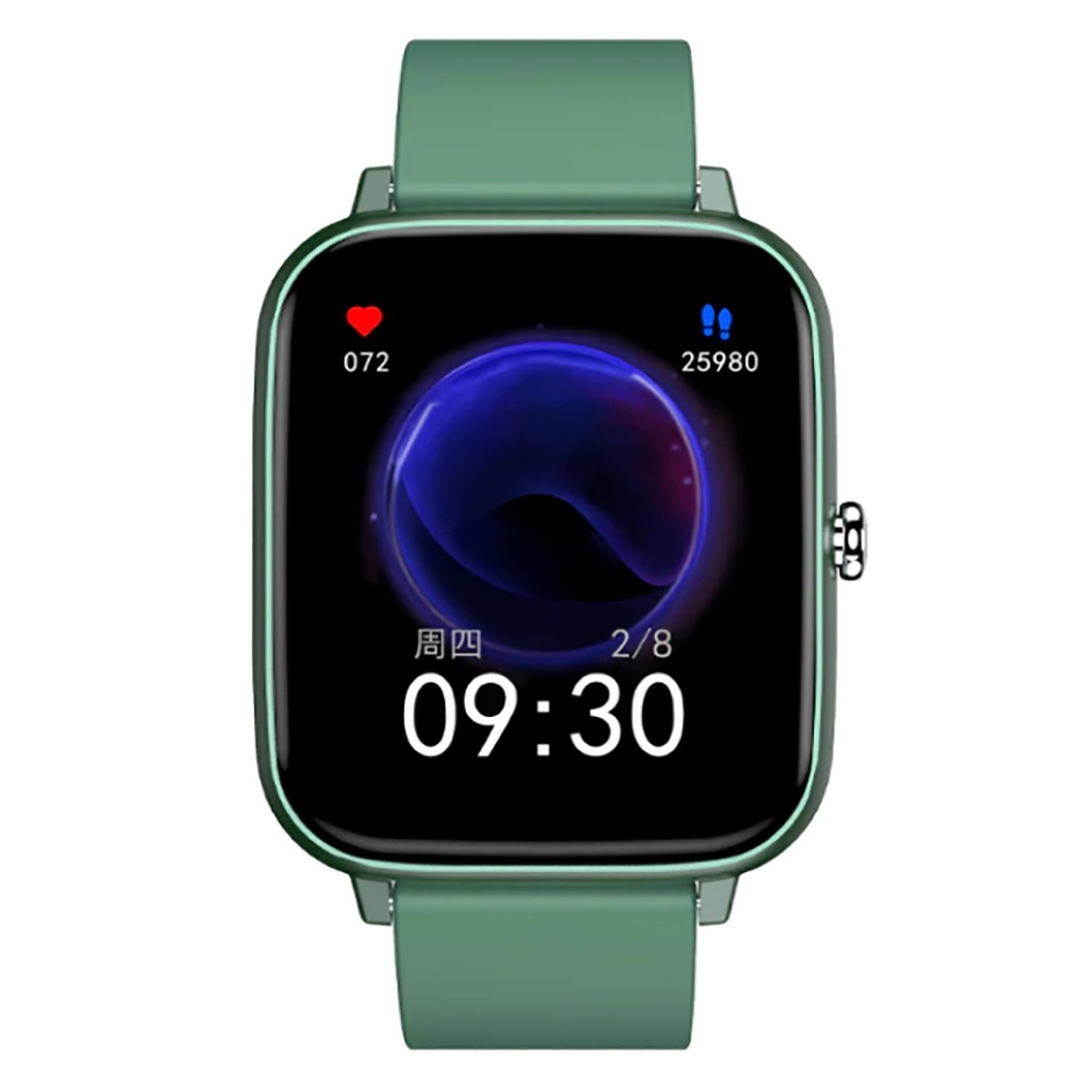 TPFNet SW05 mit Silikon Armband - individuelles Display Smartwatch  (Android), Armbanduhr mit Musiksteuerung, Herzfrequenz, Schrittzähler,  Kalorien, Social Media etc., Grün