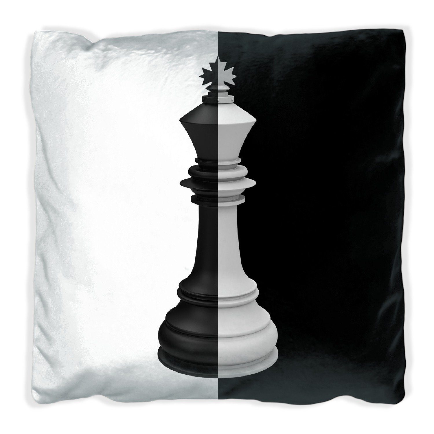 Wallario Dekokissen Schachfigur schwarz-weiß, handgenäht