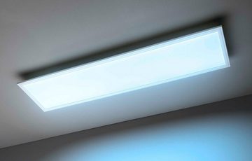 casa NOVA LED Deckenleuchte COLORES, 1-flammig, B 120 x T 30 cm, Weiß, Anpassung der Farbtemperatur, Dimmfunktion, Memoryfunktion, Smart Home, LED fest integriert, Neutralweiß, Warmweiß, Tageslichtweiß, RGB-Farbwechsel, LED Deckenlampe, mit Fernbedienung
