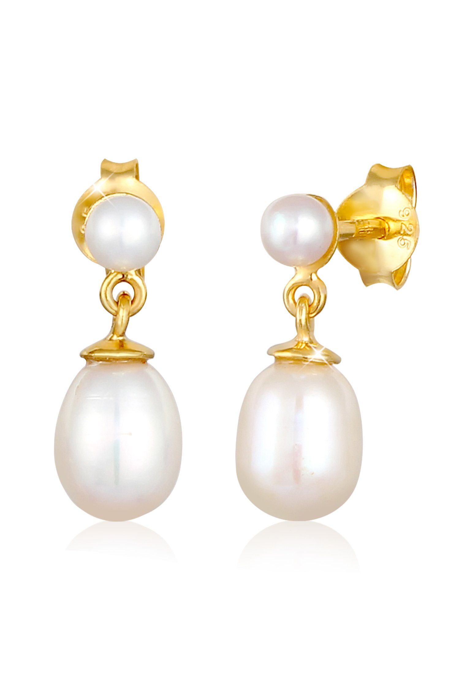 Elli Premium Perlenohrringe Stecker Süsswasserzuchtperle Klassik 925 Silber