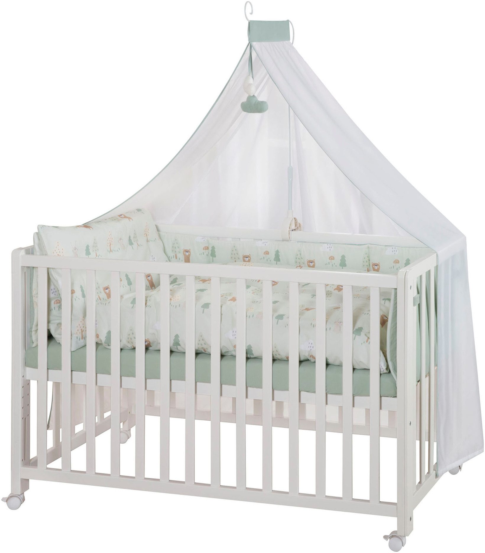 roba® Babybett Room Bed - Woodland Buddies, als Beistell-, Kinder- und Juniorbett verwendbar