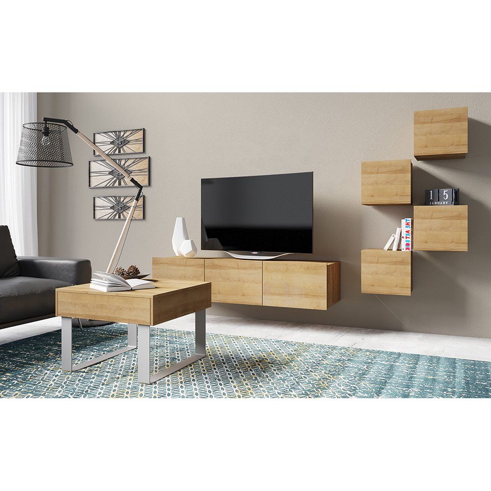 Lomadox Lowboard CAIRNS-132, in Eiche Nb., Modern, grifflos günstig online kaufen