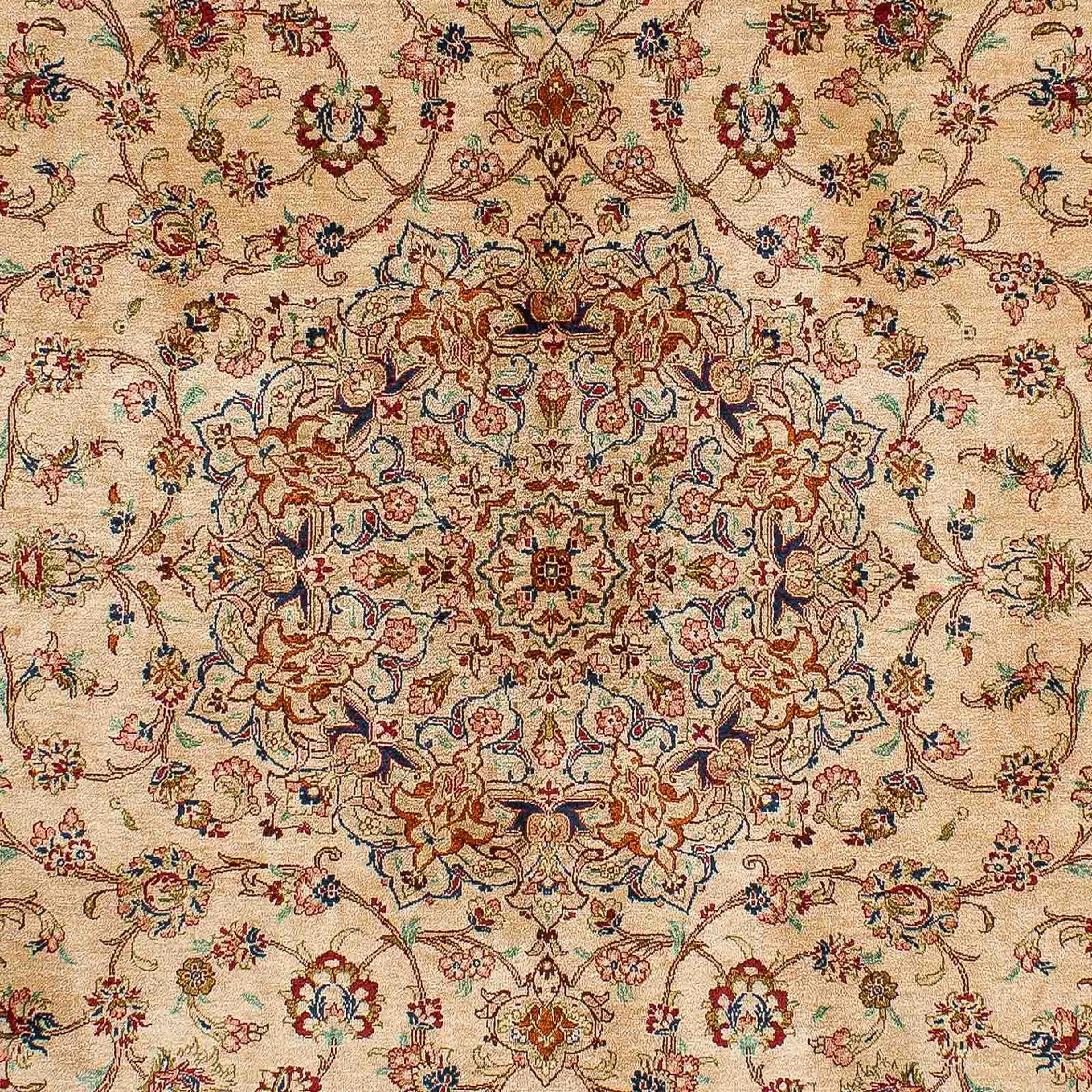 Orientteppich Perser - Handgeknüpft, - - 195 rechteckig, Einzelstück Ghom Wohnzimmer, morgenland, x 131 Zertifikat 10 mm, cm beige, mit Höhe