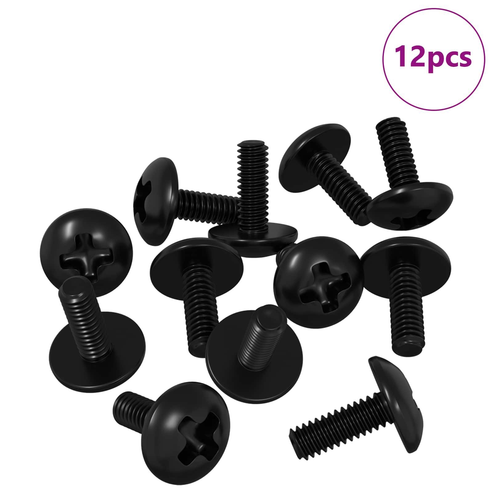 vidaXL Schraube Hülsen Schrauben 12 pcs Schwarz M4 x 10 mm Eisen, (12 St)