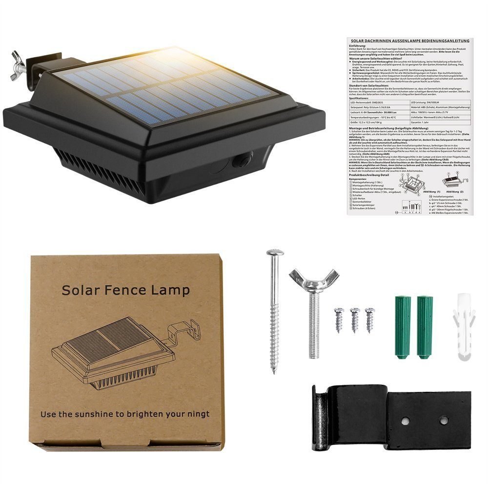 safety LED 8Stk.25LED Solarlampen, Lichtsensor Außen Dachrinnenleuchte Home