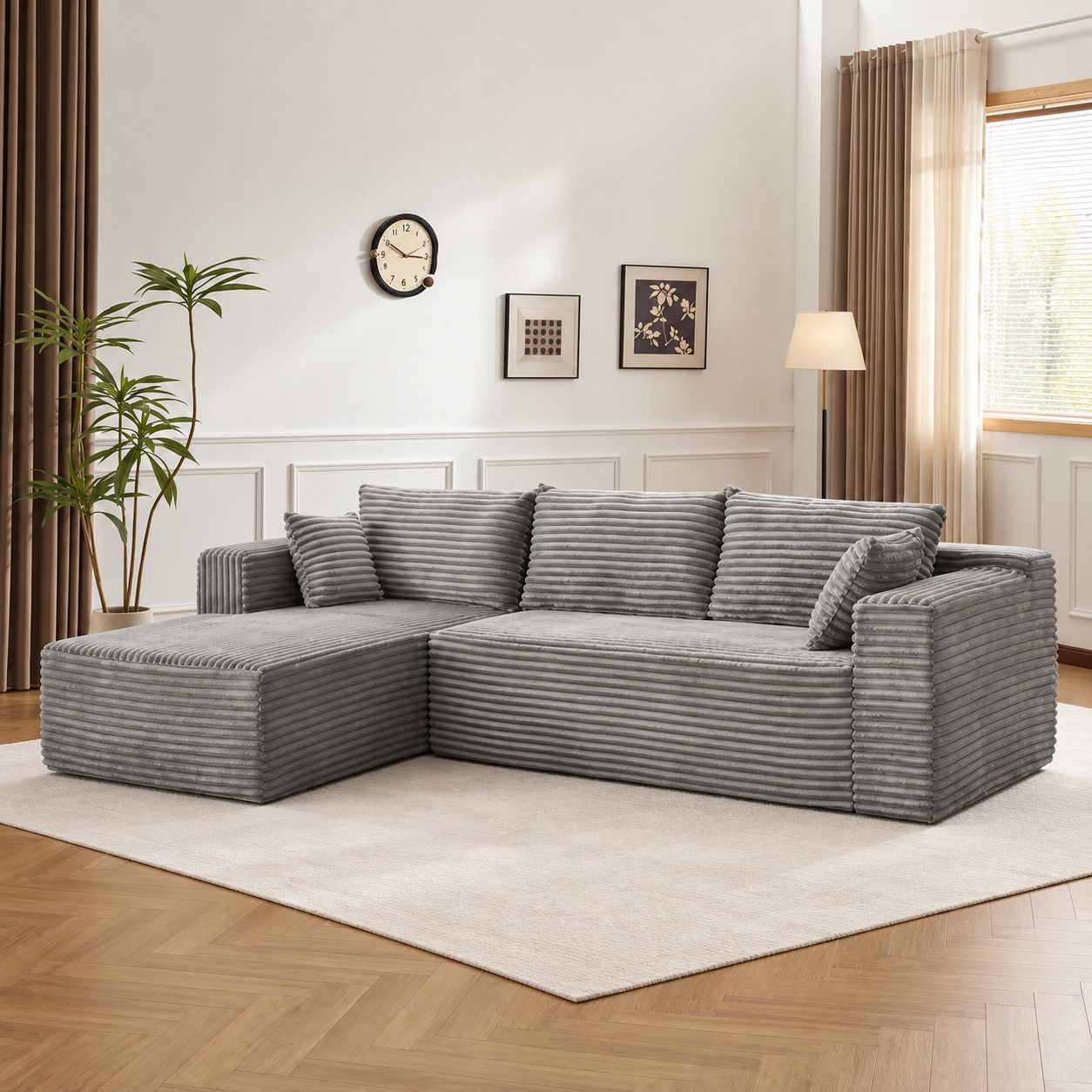 Vankel Sofa Modulares L-Form Sofa – Komfortable Sofas Wohnzimmer für kleine Räume, 3-Sitzer Ecksofa, bequem & platzsparend, ideal für Wohnzimmer