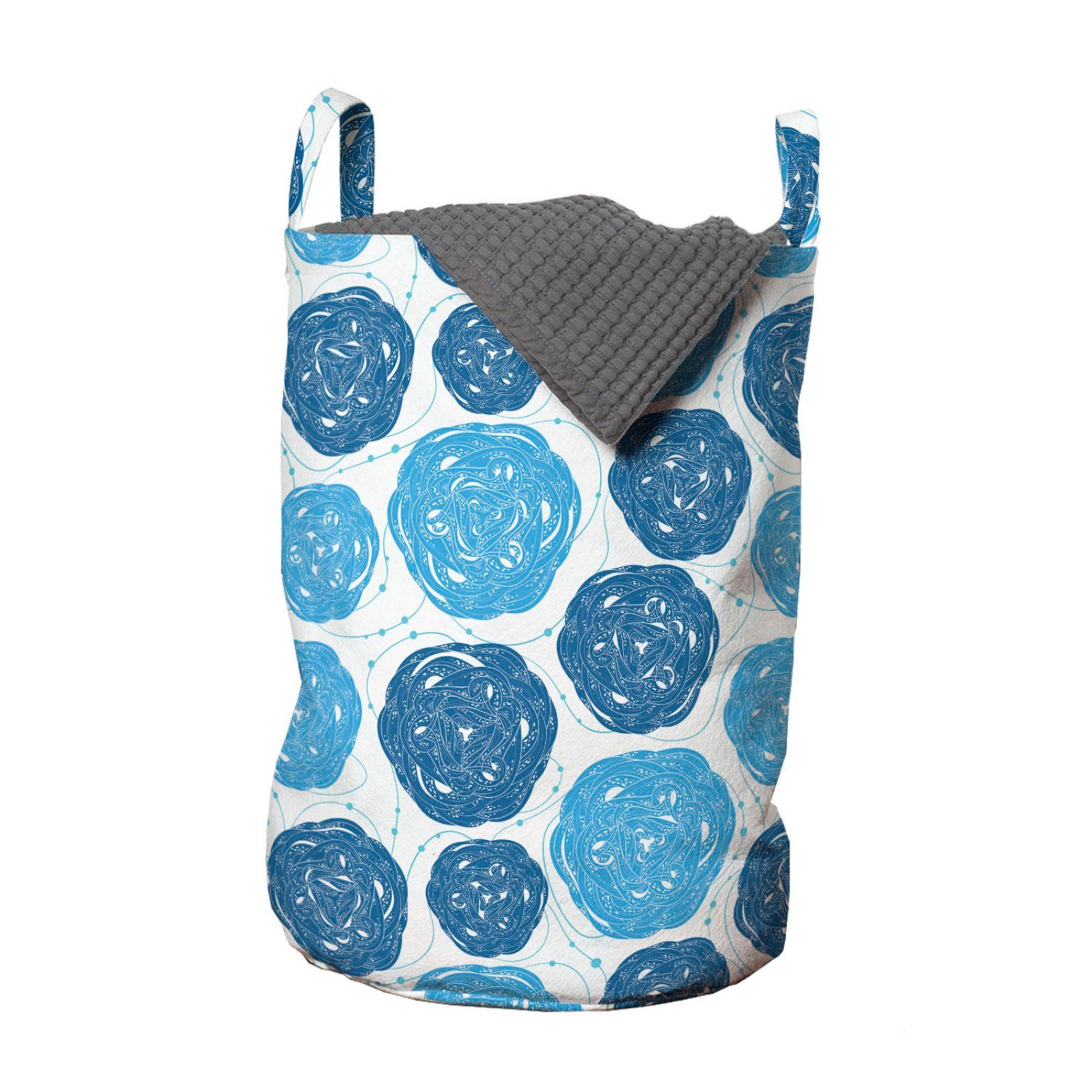 Abakuhaus Wäschesäckchen Wäschekorb mit Griffen Kordelzugverschluss für Waschsalons, Abstrakt Formen mit Streifen Dots