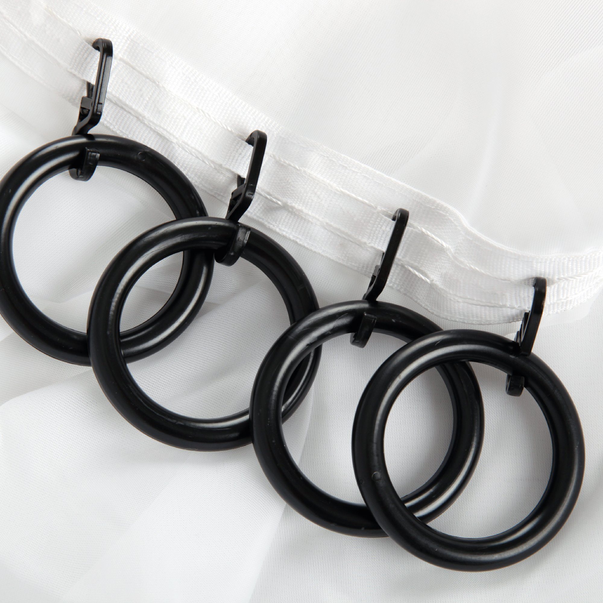Bestlivings Gardinenstange, 1-läufig, Gardinenring - schwarz - Ø40mm, Gardinenring (silber) Ø40mm , Gardinenringe Ø40mm inkl. Faltenleghaken – Bild 3 von 5