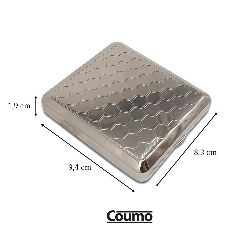 Sammleretui 20 Zigarettenetui Coumo ca. für Zigaretten Silber Metall, aus Design,