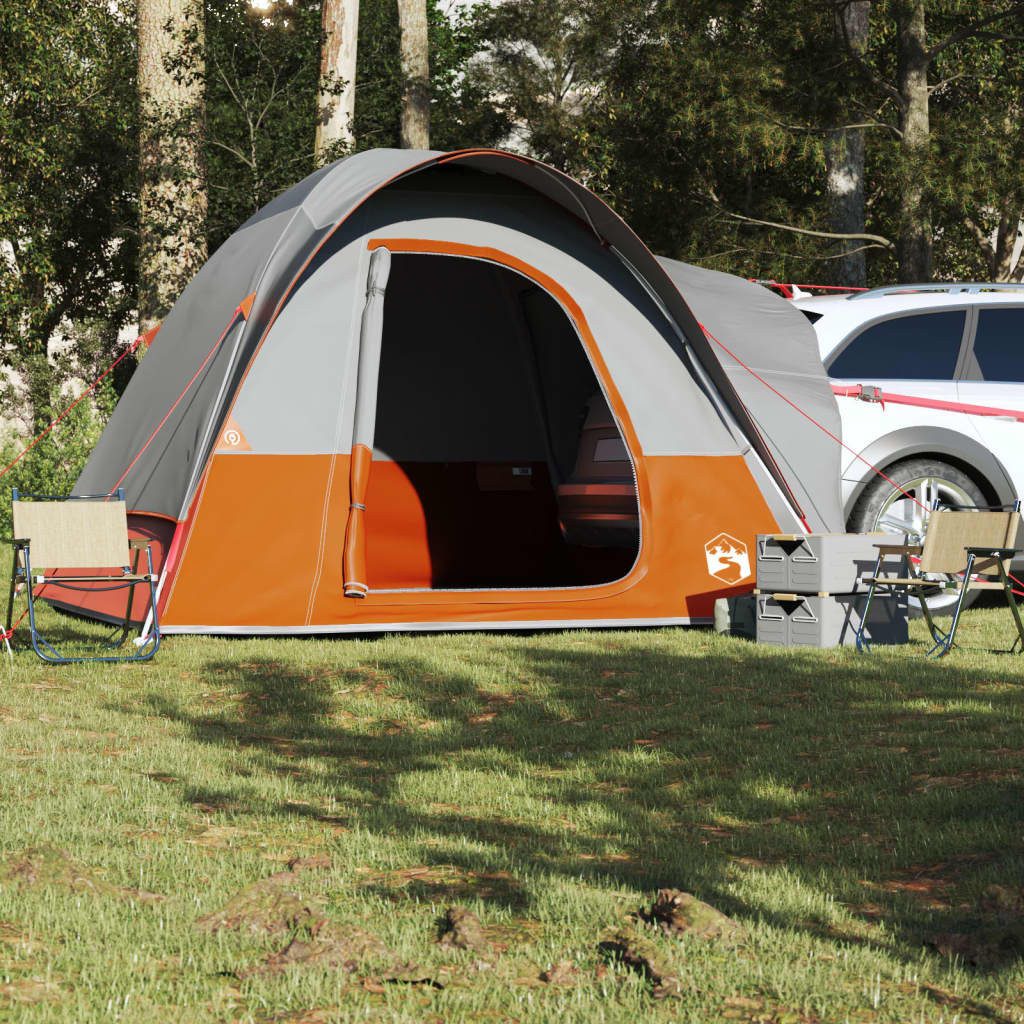 vidaXL Vorzelt NA Autozelt 4 Personen Grau und Orange Wasserfest Camping Outdoor