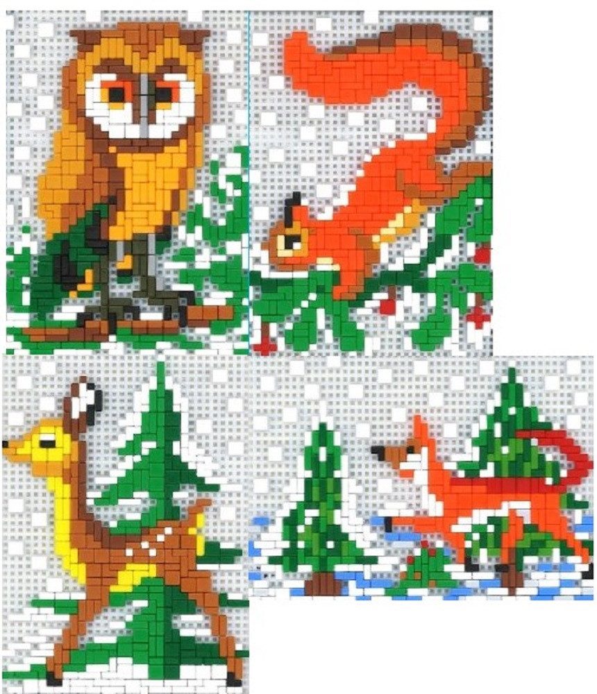 Stick it Steckpuzzle Waldtiere 4 in 4, 2300 Puzzleteile, Bildformat je 4 mal: 20 x 13 cm