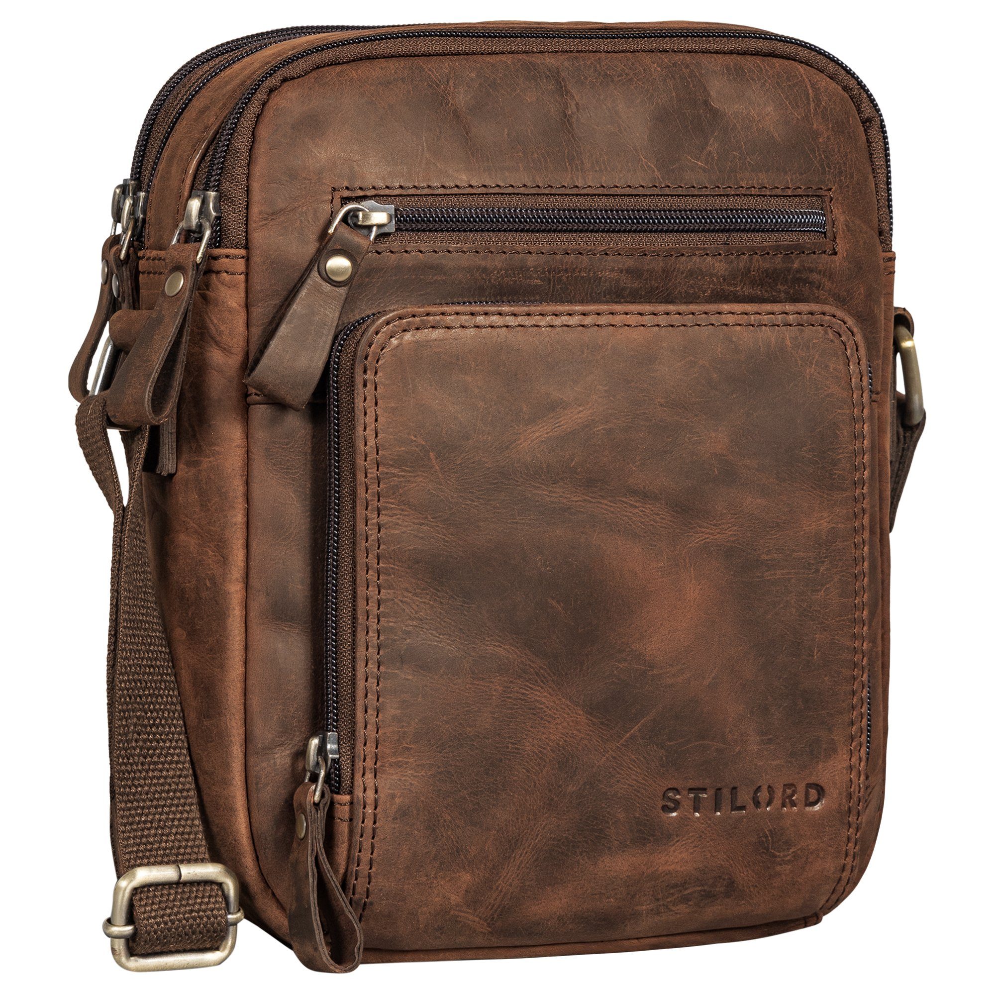STILORD Schultertasche "Darius" Kleine Umhängetasche Herren Leder