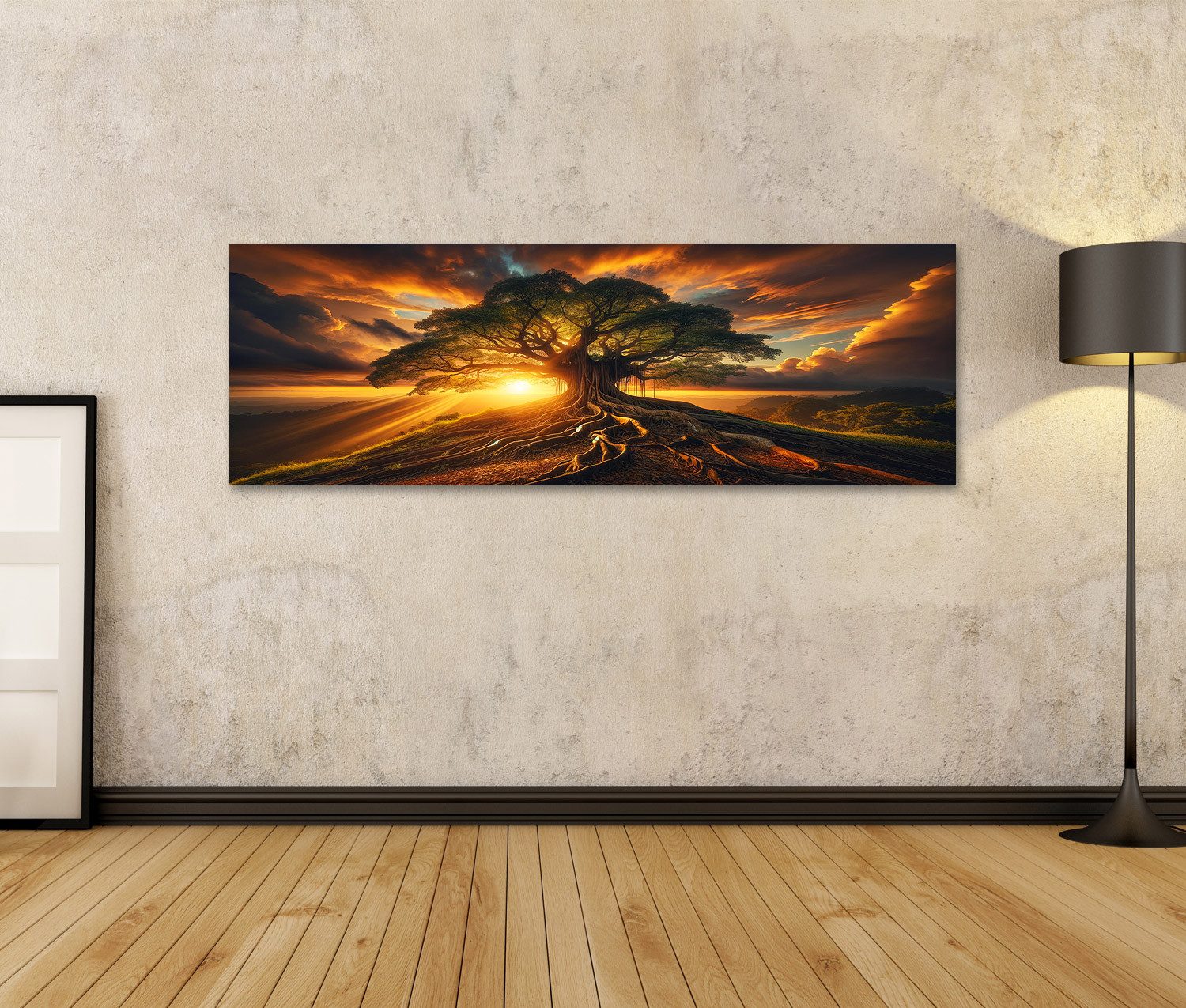 islandburner Leinwandbild Majestätischer Baum auf Hügel günstig online kaufen