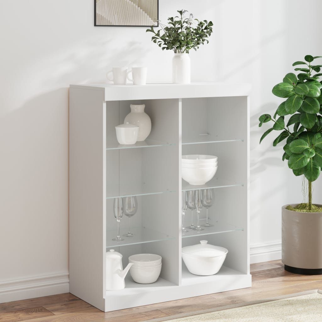vidaXL Sideboard Sideboard mit LED-Leuchten Weiß 81x37x100 cm (1 St)