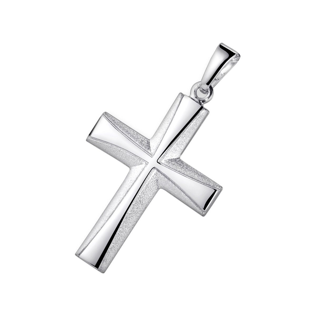 Silber 925 satiniert Silber, Kreuz Kettenanhänger rhodiniert KA-22-Silber, aus Sterling Materia