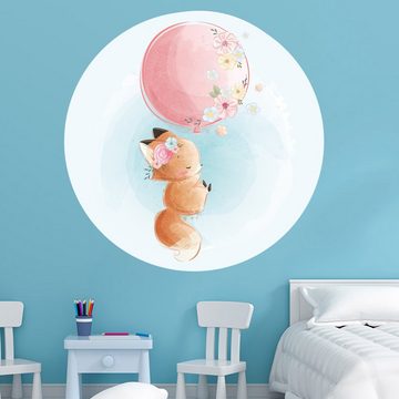 WallSpirit Wandsticker Fuchs mit Ballon (Einzelaufkleber, Montagefertig), Selbstklebend, rückstandlos abziehbar