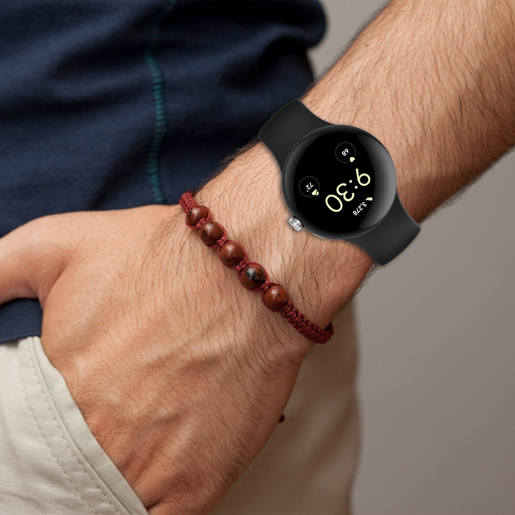 Wigento Smartwatch-Armband Silikon für Google Pixel Watch 5 / 4 / 3 45mm Butterfly-Schnalle Band, Silikonarmband mit Butterfly-Schließe für flexible Passform – Bild 3 von 5