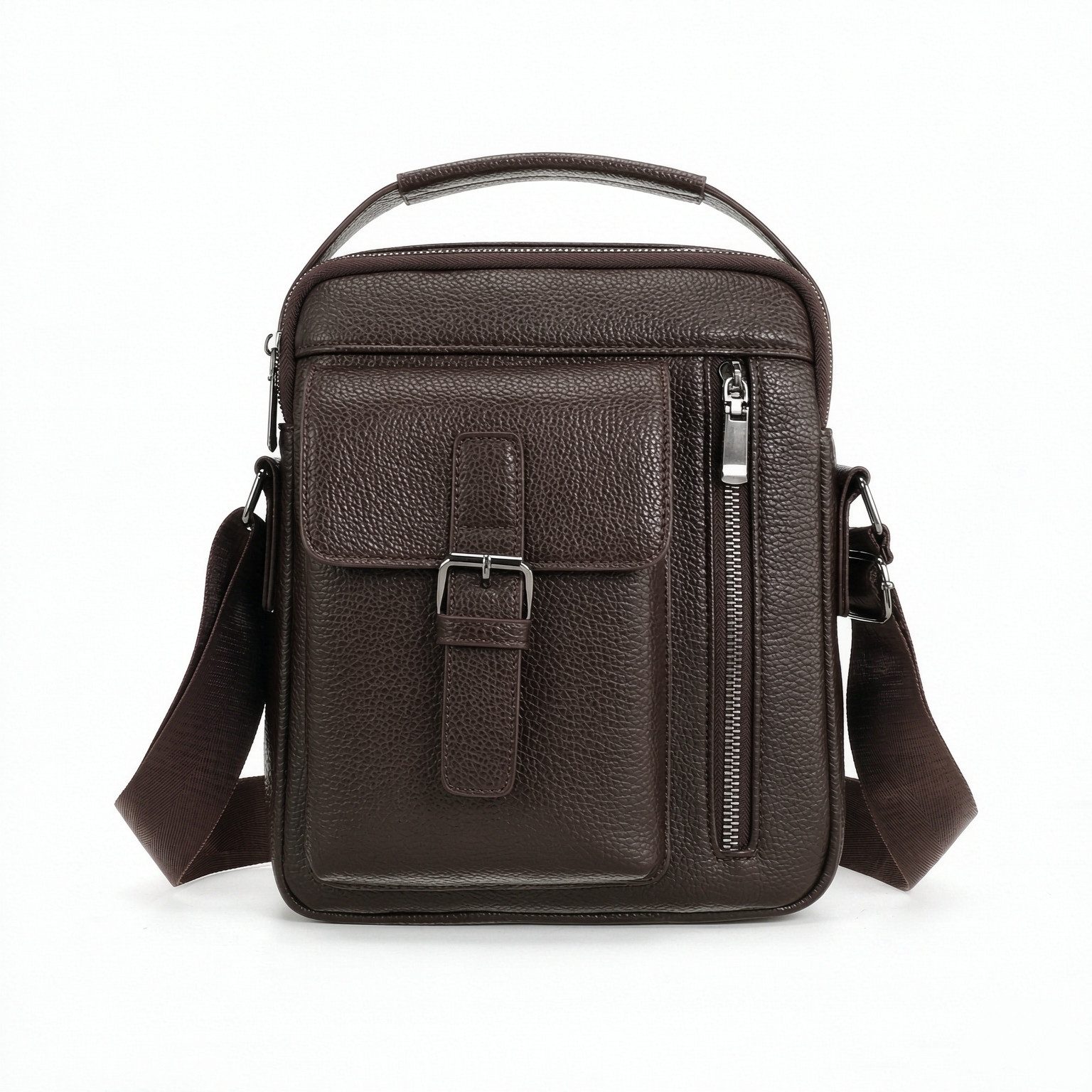 MIRROSI Umhängetasche Herren Schultertasche Kunstleder Vintage – Crossbody mit Tragegriff (ca.25x20x6cm), mit Tragegriff, Reißverschlussfächern & verstellbarem Gurt