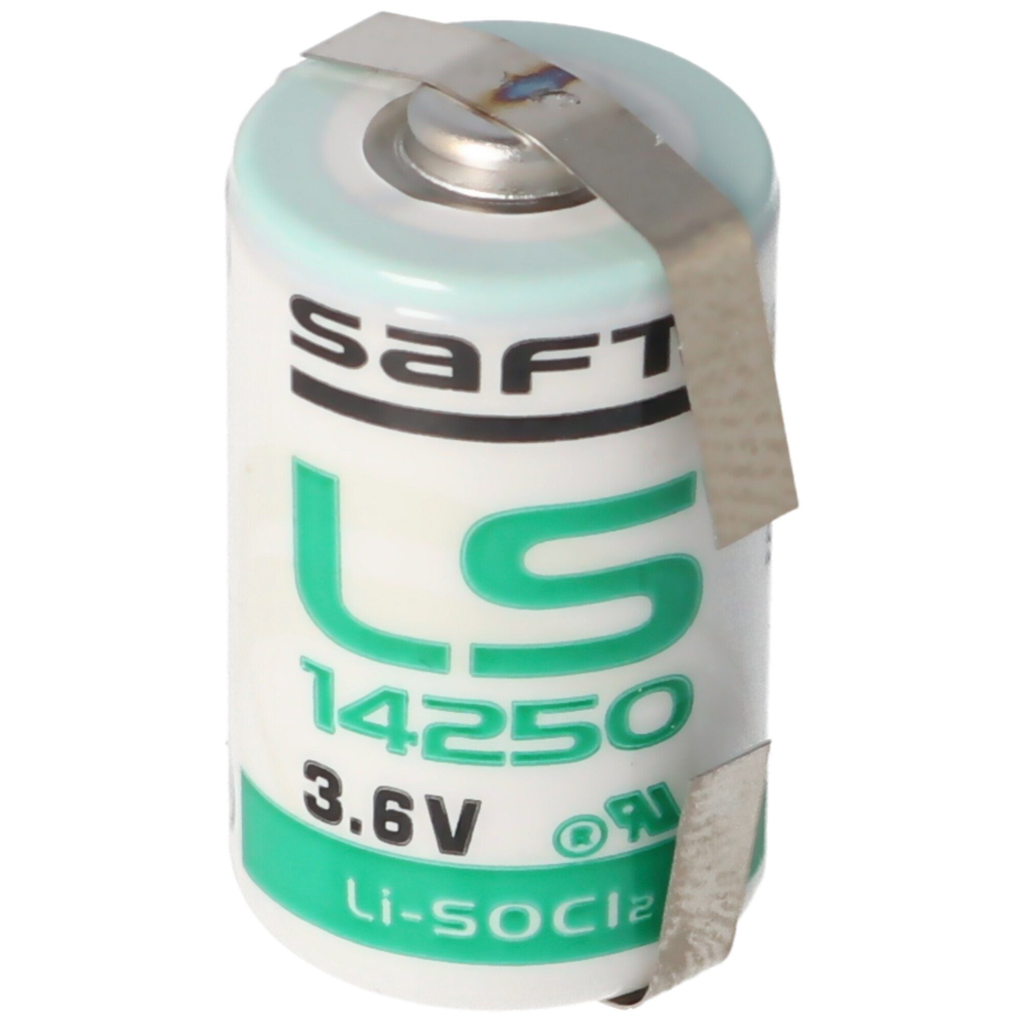 Saft SAFT LS14250CNR Lithium Batterie, Size 1/2 AA, Lötfahnen U-Form Batterie, (3,6 V)
