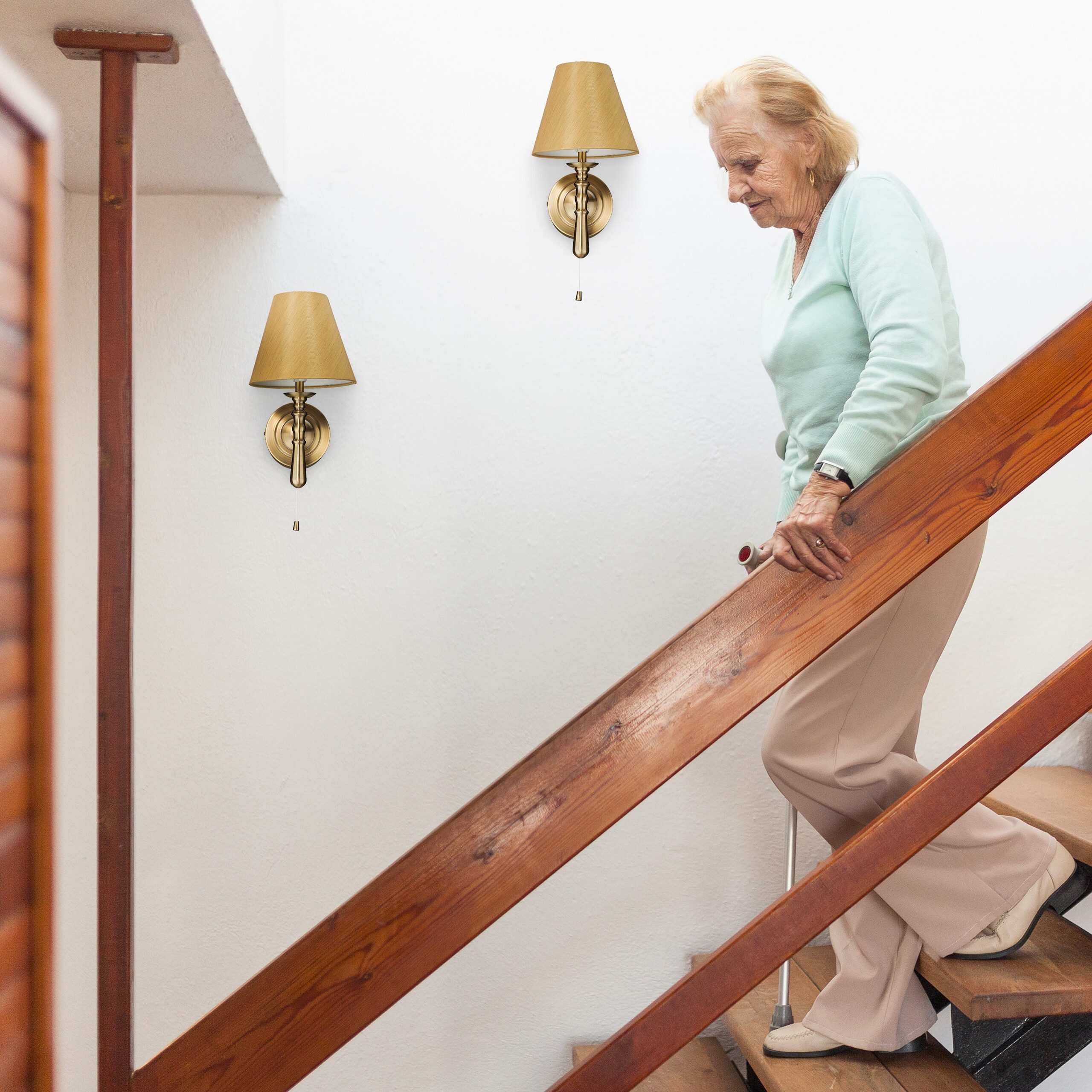 relaxdays Wandleuchte Wandlampe mit Schirm 2er Set, Messing günstig online kaufen