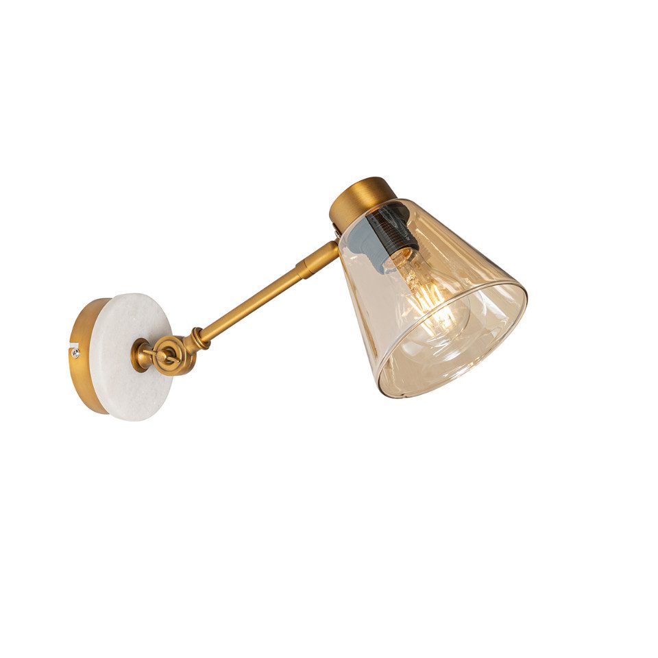Qazqa Wandleuchte Nina, ohne Leuchtmittel, E27, Bronze, Art Deco, Glas, 1-flammig